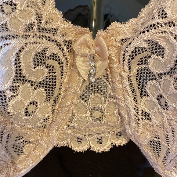 34DDD 34F “Smart & Sexy” Lace back Rhinestone Nude Tan Underwire Bra Mesh Sling - Picture 2 of 13